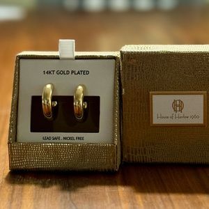 House of Harlow 1960 14KT Gold Plated Huggie Hoop Earrings - New